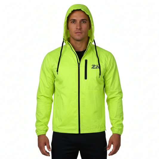 Unisex Green Waterproof Rain Jacket with Hood | Lightweight Windbreaker with Zip Pockets